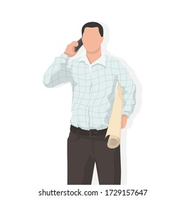 Hombre de negocios en moderna ilustración vectorial, persona simple sombra plana aislada en fondo blanco.