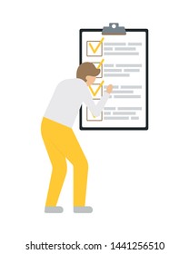 Business man near the to do list. Flat style modern vector illustration.