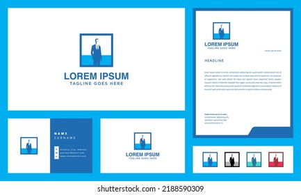 Business Man Negative Space Creative Vector Logo