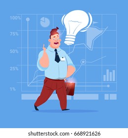 Business Man New Creative Idea Concept With Light Bulb Flat Vector Illustration
