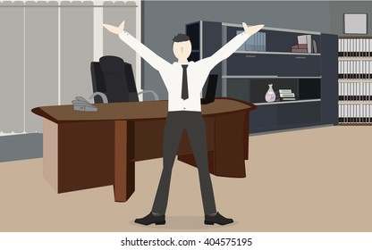 Business man  with new office, Happy time.