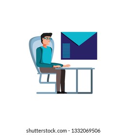 business man in the office and envelope mail