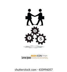business man on gear.business concept.vector illustration.
