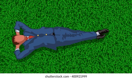 business man on grass