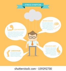 Business Man On Health Infographic Stress Symptom Concept