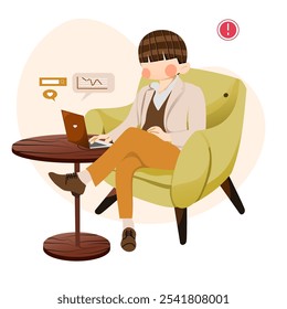 Business man on the sofa with his laptop
