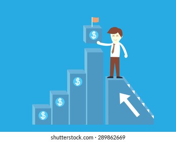 Business man on the top of the graph