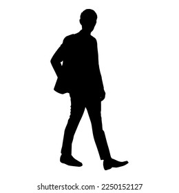 Business man and one hand in his pocket  Image black shadow  Isolate white background  Vector image 