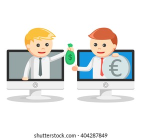 Business man online money exchange