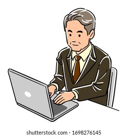 Business man operating a personal computer