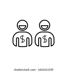 Business man with outline icon vector