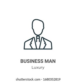 Business man outline vector icon. Thin line black business man icon, flat vector simple element illustration from editable luxury concept isolated stroke on white background