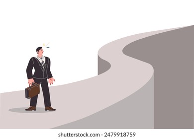 Business man overcomes path to gain opportunities and increase profits from working in corporation. Ambitious corporate director sees road leading to opportunities to launch new strategic direction