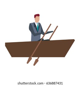 business man paddling work manager growth