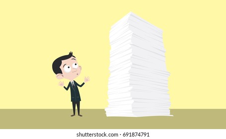 business man with a lot of paper work stack