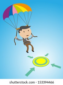 Business man to parachute to win point