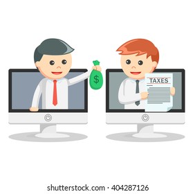 Business man paying tax online