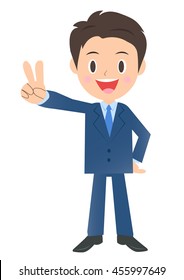 Business man of peace sign
