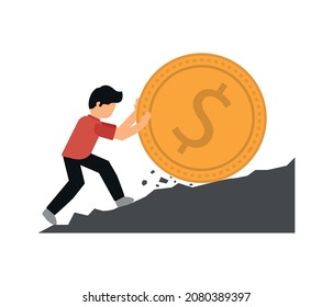 business man peak and money concept. money and business goals. isolated on white background.
