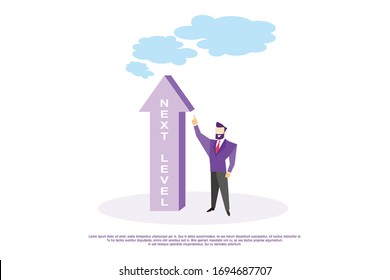 Business Man, Person. Next Level. Progress Concept.Vector Illustration