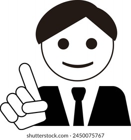 Business man pictogram pointing upward