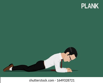 A business man is planking on the ground
