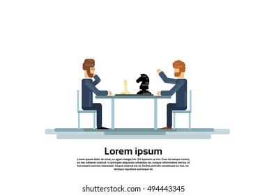 Business Man Play Chess Strategy Game Vector Illustration