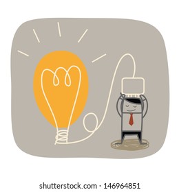 business man plug idea bulb