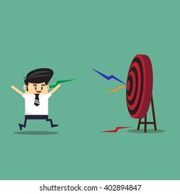 Business man point arrow to target. success concept