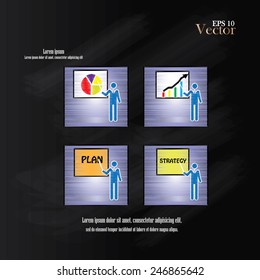 business man point to strategy  vector on chalkboard,business man vector icon,business concept   