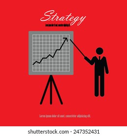business man point to strategy  vector,business man vector icon,business concept