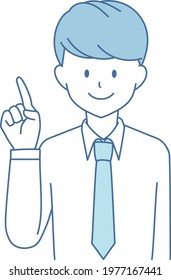 Business man pointing blue illustration