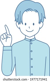 Business man pointing blue illustration
