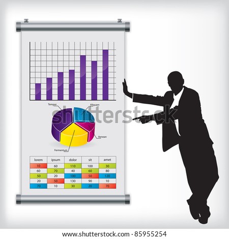 Business man pointing at color chart on wall