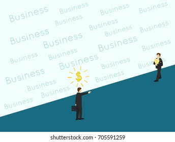 Business man pointing an ideas . Business concept Isometric 3d design vector illustration