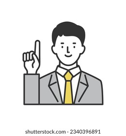 Business man with a pointing pose with a bright expression