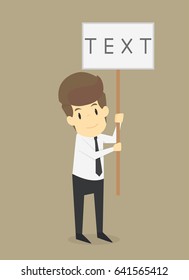 A business man pointing signs held.VECTOR