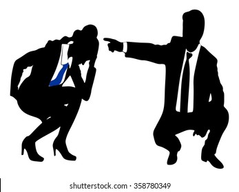 business man pointing at woman