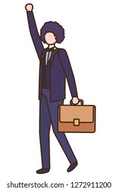 business man with portfolio avatar character