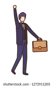 business man with portfolio avatar character
