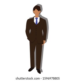 Business man  portrait standing concept. Creative idea design. Flat vector illustration for template, web page, brochure or presentation.