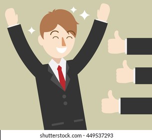 Business Man Positive Comment Thumbs Good Stock Vector (Royalty Free ...