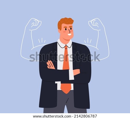 Business man power, business man self confidence, high esteem concept. Vector illustration
 ストックフォト © 
