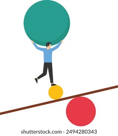 Business man power and strength. Symbol of leadership, ambition. Flat cartoon vector illustration.

