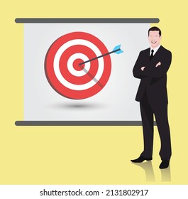 Business man con presentación PPT