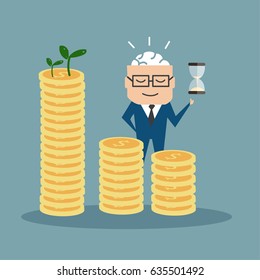 Business man present how to make money in the future.