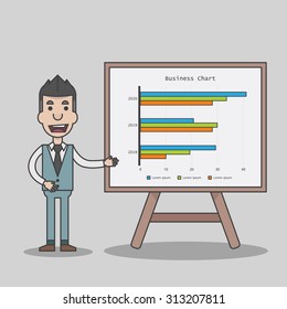 Business man present business planning chart, vector, illustration
