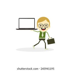 business man presentation cartoon