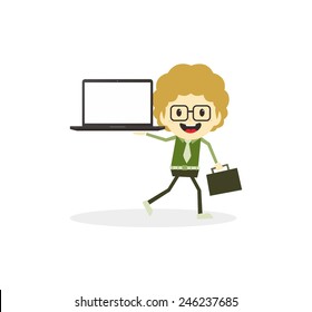 business man presentation cartoon