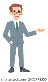 Ilustración vectorial de diseño plano de presentación de hombre de negocios